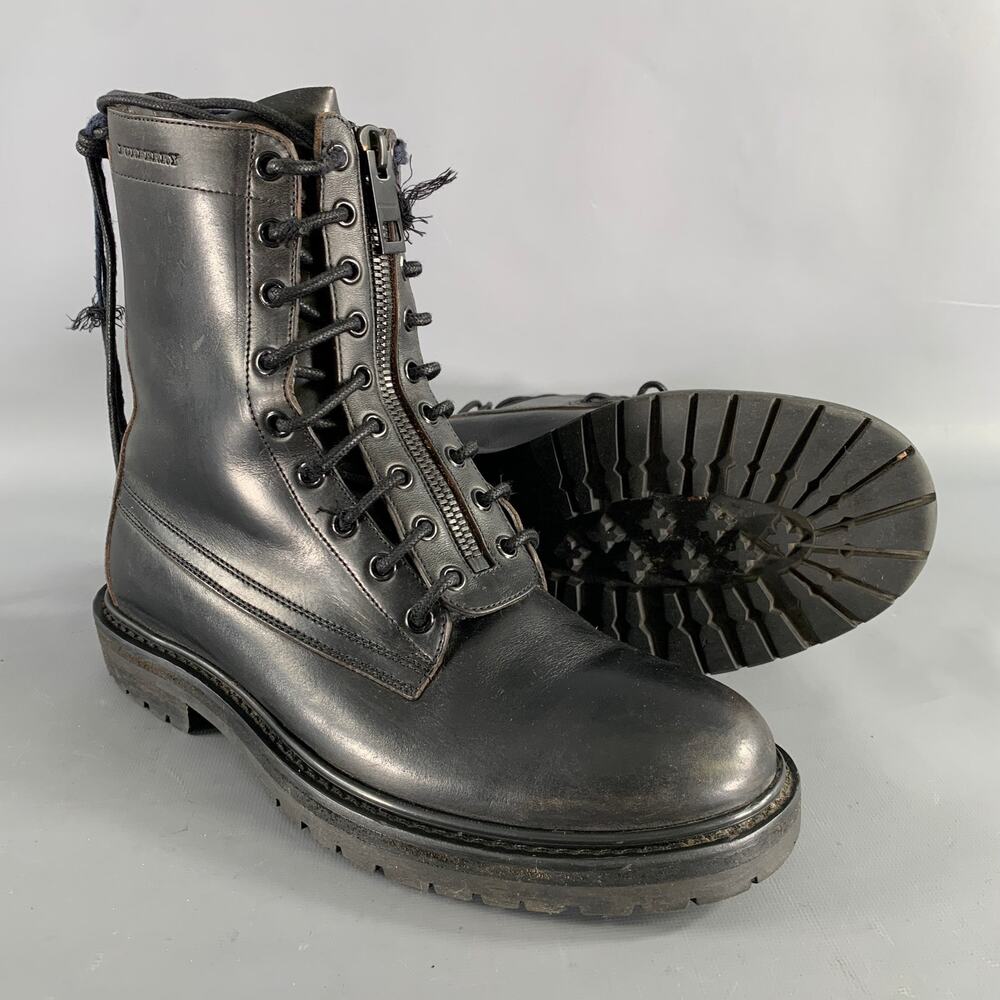 BURBERRY Size 8 Black Leather Lace Up Boots - Picture 5 of 9